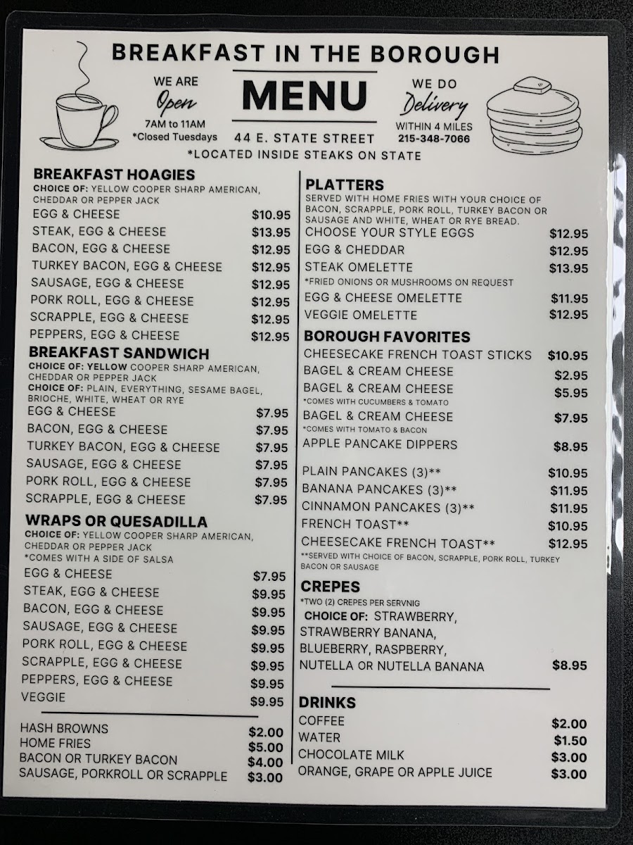 Menu Breakfast In The Borough Doylestown-1